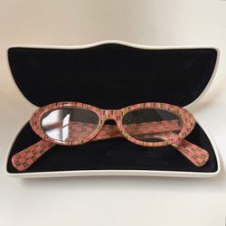 MacKenzie-Childs Eyewear Pink Green Check Frame Handmade Designer w/Case Retro