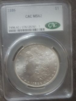 1886 Morgan Cac Graded Ms62