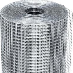 1/2 in 48 in x 100 ft Hardware Cloth, 19GA Chicken Wire Fencing, Galvanized Welded Wire Mesh Roll for Poultry Netting Cage, Chicken Coop, Silver