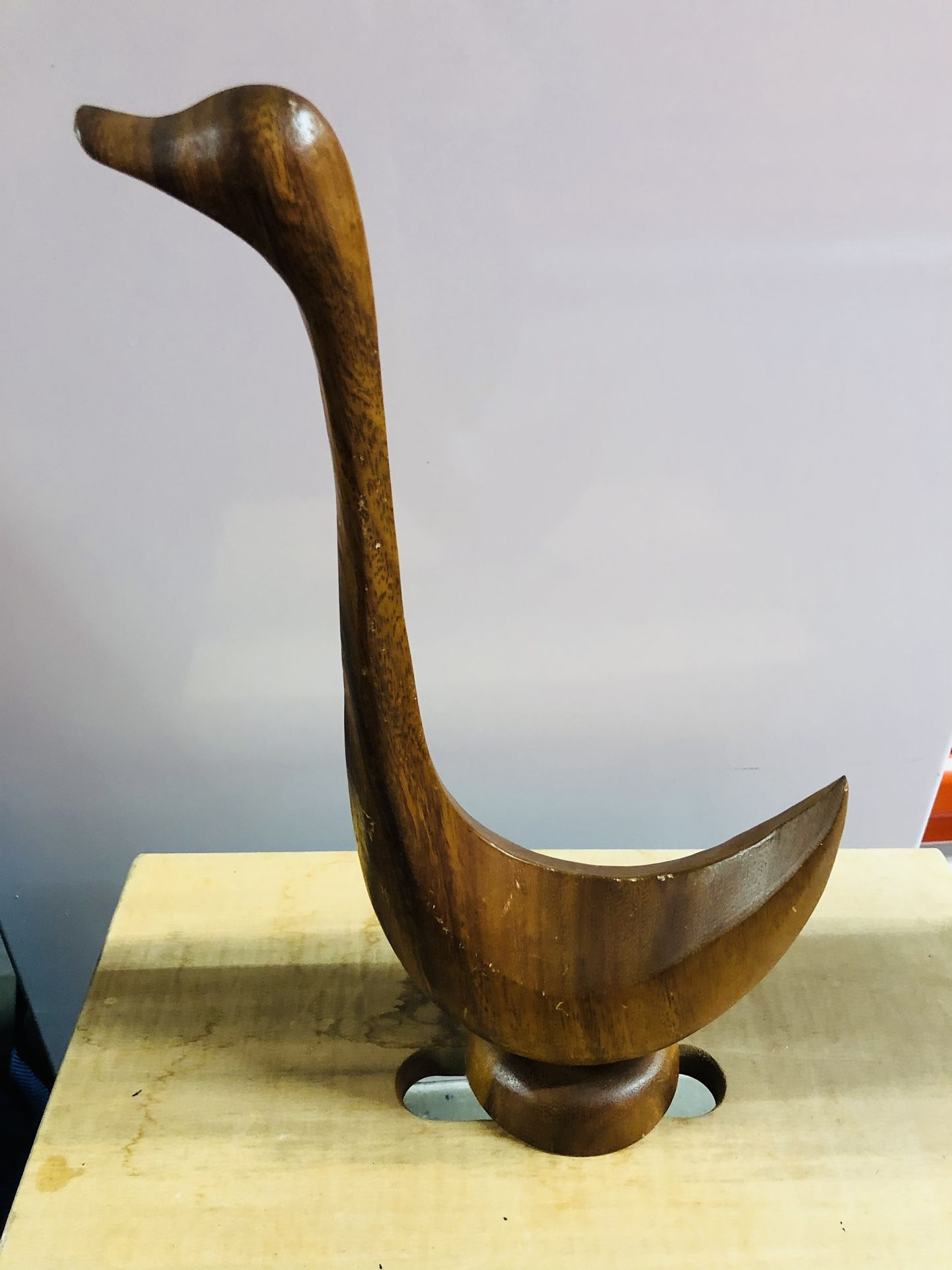 Mid Century Modern MCM Hand Carved TEAKWOOD Bird Statue