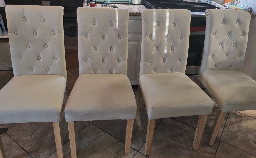 4 Beige Fabric Dining Chairs