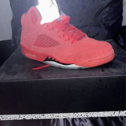 Jordon 5s Red Suade 