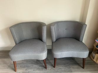 Pier 1 Gray Accent Chairs (Set of 2) — Mid-Century Modern, Great Condition