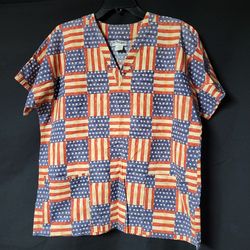 Patriotic scrubs. Red, white and Blue with pockets