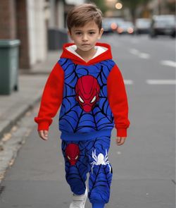 Kids, Spider-Man new two-piece jogger suit with hoodie