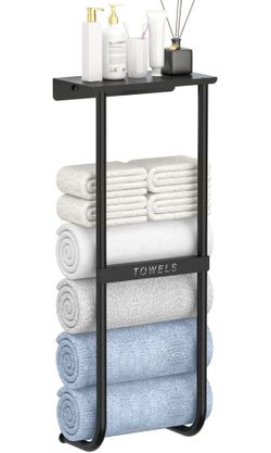 Towel Racks for Bathroom Wall Mounted, Stainless Steel Towel Rack Storage for Small Bathroom Wall Towel Rack for Rolled Towels, Towel Holder for Bathr