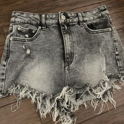 grey denim shorts