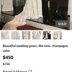 Beautiful wedding gown.. like new.. champagne color