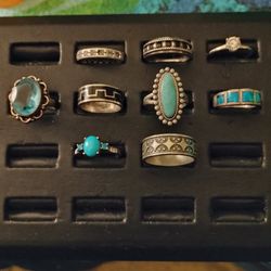 9 Ring Collection Set Sterling Silver 925 100% Guaranteed Sign Authentic And Real