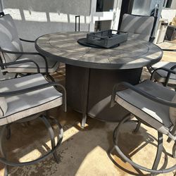 Outdoor Fire Table And 5 Chairs