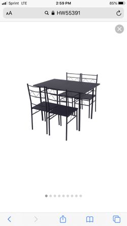 Costway 5 Piece Dining Table Set 4 Chairs Wood Metal Kitchen Breakfast Furniture Black