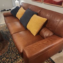 3 Seat Leather Sofa, Ottoman
