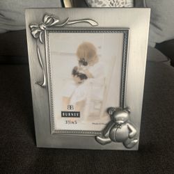 Burnes Of Boston Silver Bow Bear 3.5” X 5” NWT