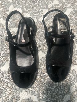 Girls Black Slingback Heels