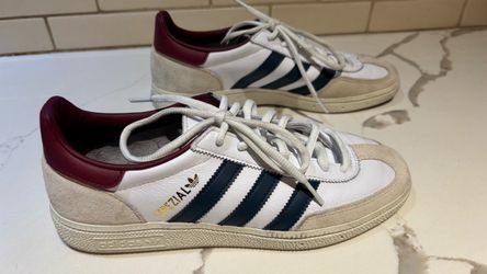 adidas Handball Spezial lifestyle sneakers navy blue stripes burgundy & gold size 7.5