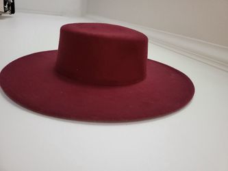 Burgundy & Chocolate Brown Wide Brim Fedora Hat. 