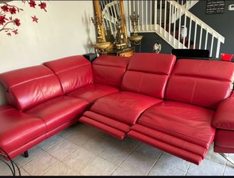Red leather sectional w/ 2 recliners