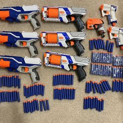 Nerf Gun Lot - Elite Strongarm, Disrupter, Triad EX 3, Micro Shot, 140 Darts