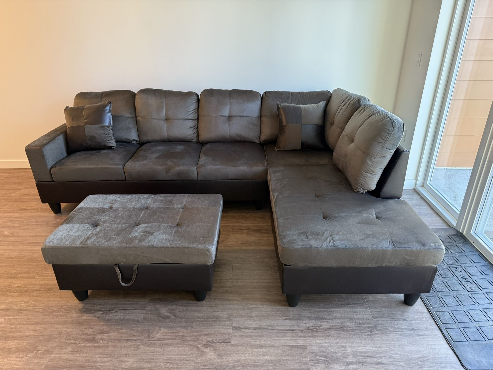 New Sectional + Storage Ottoman — Left or Right Chaise — Delivery Available
