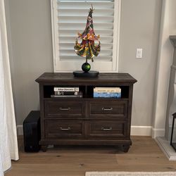 Designer Two Drawer Chest of Drawers with Divided Shelf
