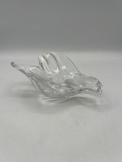 Gorham Lead Crystal Dove Swallow Bird Candle Holder Paperweight West Germany 