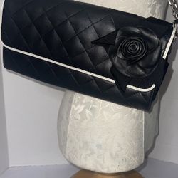 Donna Karen DKNY Lamb Skin Leather Clutch Shoulder Purse 