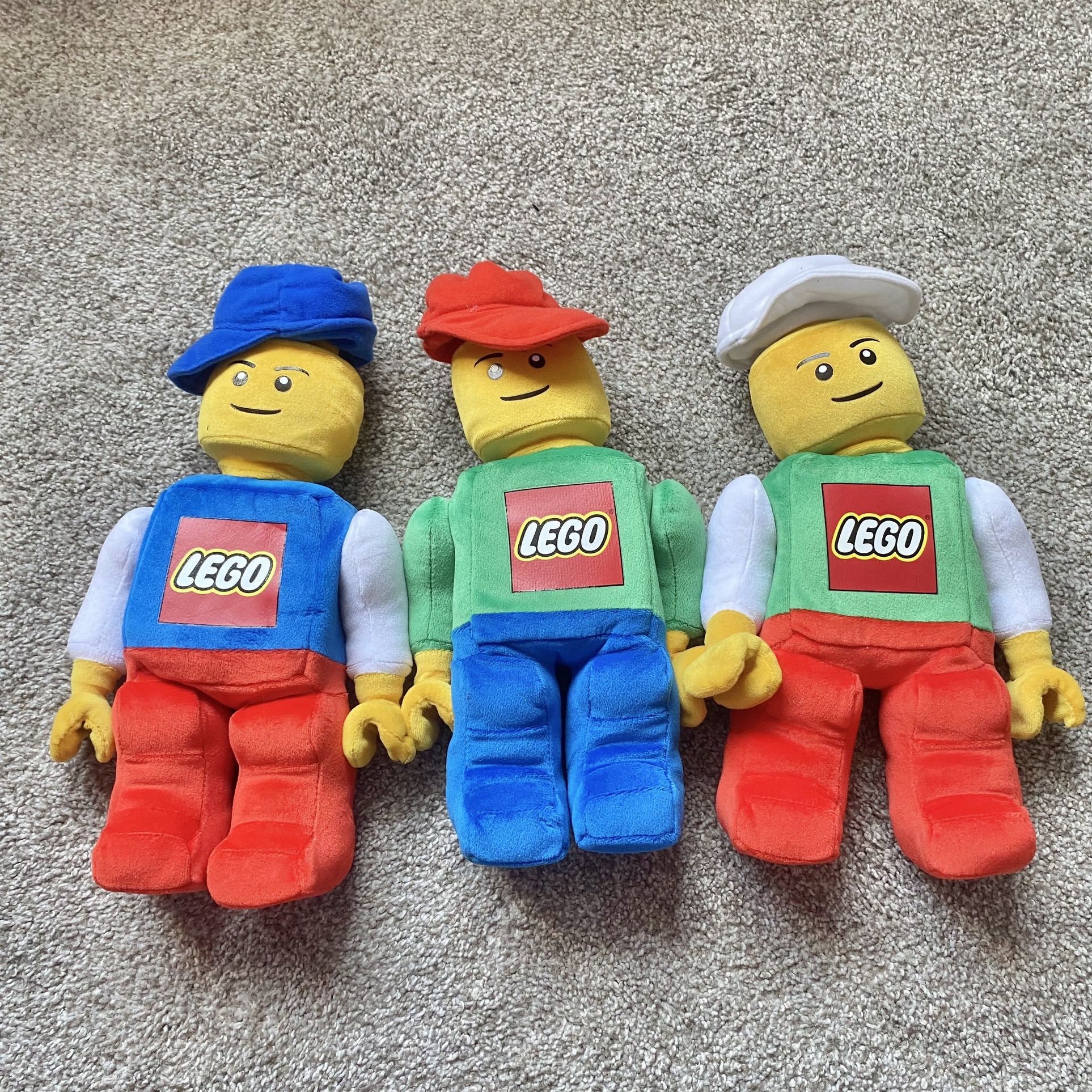 Vintage Official Lego Man Figure Plush Jointed Stuffed Toy 2010 green/red/blue