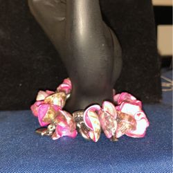 Pink Shell Bracelet With Charms