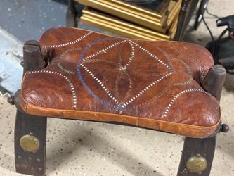 Folding leather stool