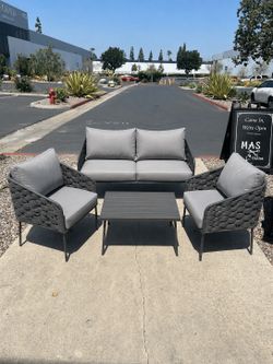 New 4 pcs Outdoor Patio Furniture Conversation Set Loveseat Chair Table