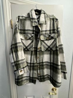 Super Cute Green Plaid Jacket Sweater