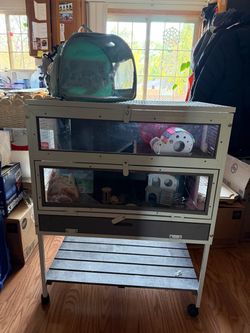 Two-Tier Small Animal Cage on Wheels