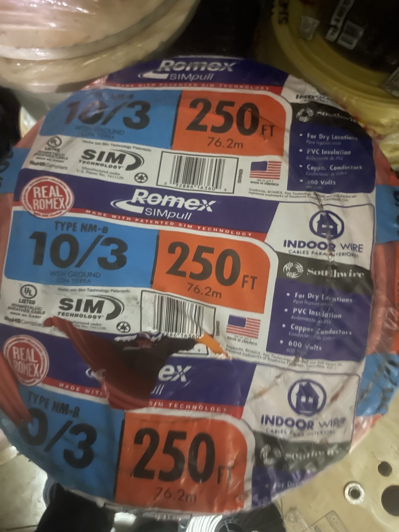 Wire Romex 10-3 250 Ft , 230 For Each One Roll