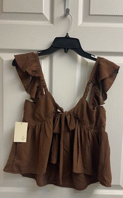 Brand new brown ruffle top size L Juniors
