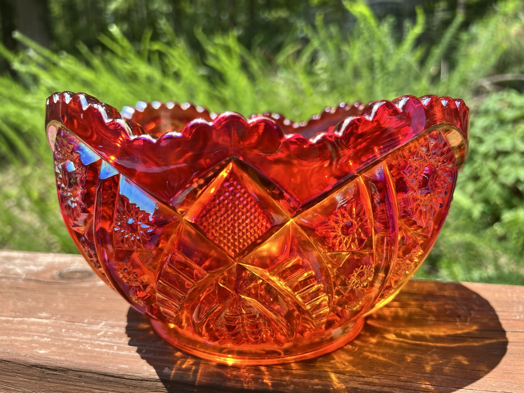 Orange Carnival Glass Bowl