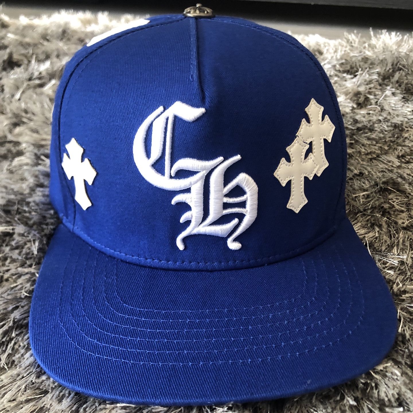 Chrome Hearts Cross Patch Baseball Hat (Blue) for Sale in