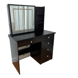 Makeup Vanity Desk w/ LED Mirror (Fully Assembled)