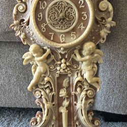 Vintage Incolay Stone Cherub Hanging Clock