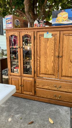 Solid Oak Entertainment Center 