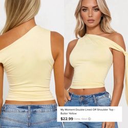 fashionova yellow off the shoulder top size small