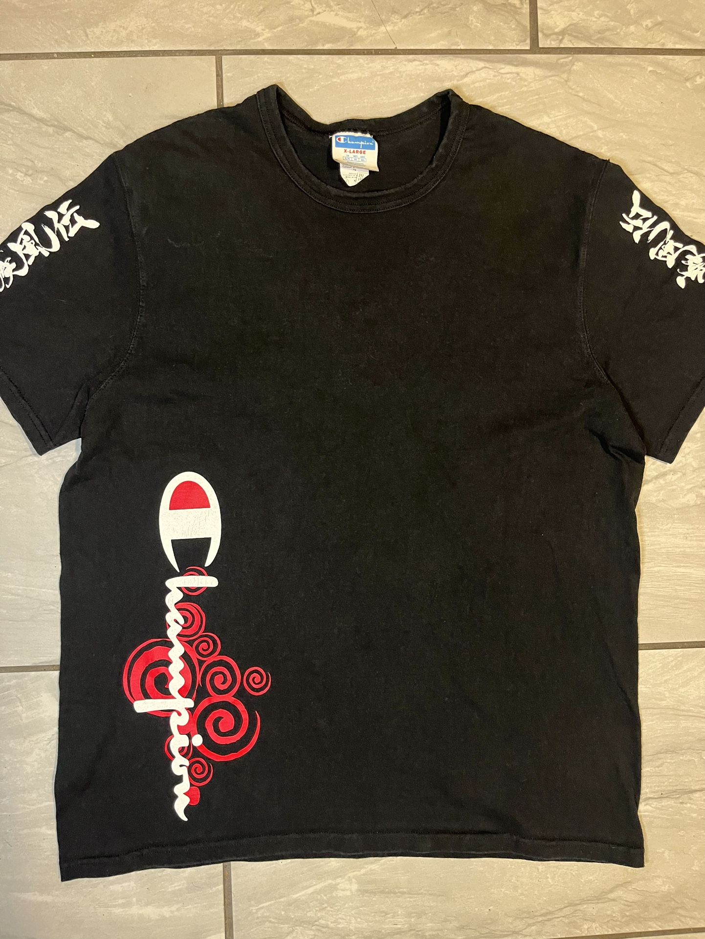 Champion x Naruto Hidden Leaf Black T-Shirt Men’s Size XL Shippuden Cloud