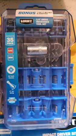 35 peice compact 1/4 drive ratchet socket set hart
