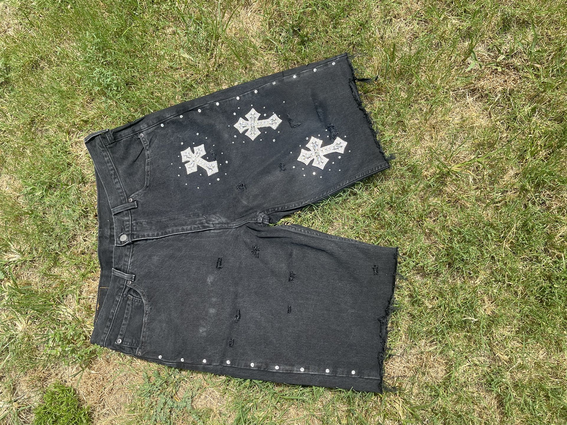 Custom Rhinestone Shorts Levi’s Size 36