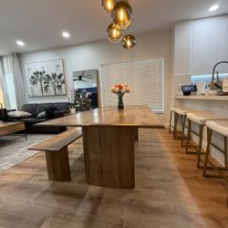 West Elm Anton Solid Wood Table & Bench Set