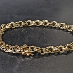 Vintage 100% 14k Gold Bracelet 16.5 Grams 7.25 Length Necklace Jewelry W/ Safety Clasp ♥️  Chain Bullion Bar .585 