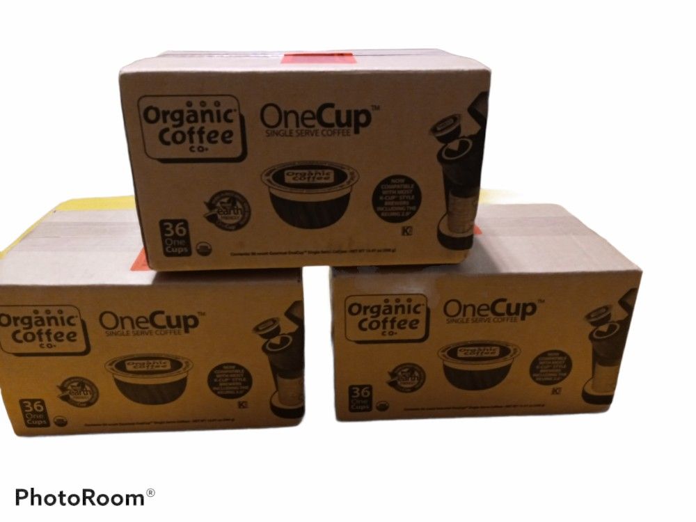 The Organic Coffee Co. One Cup Gorilla Decaf. 36 Single Serve Coffee.3 Boxes