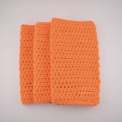 set of 3 handmade crochet cotton dish wash cloth approx 9x9 in orange 