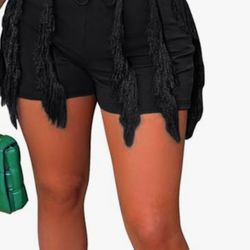 Fringe Pants Drawstring Shorts


