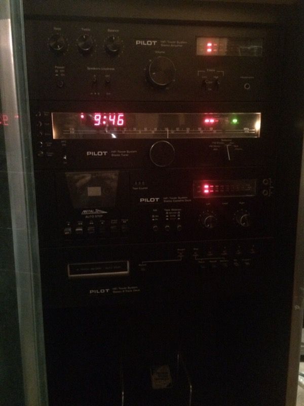 PILOT hi-fi tower stereo tuner eight track tape deck