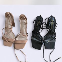 Beige And Black Heels 